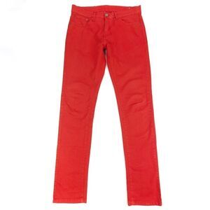 ZARA Man 90s Slim Tapered Moto Jeans Bright Red Denim Men 32 x 34 Neopunk Grunge